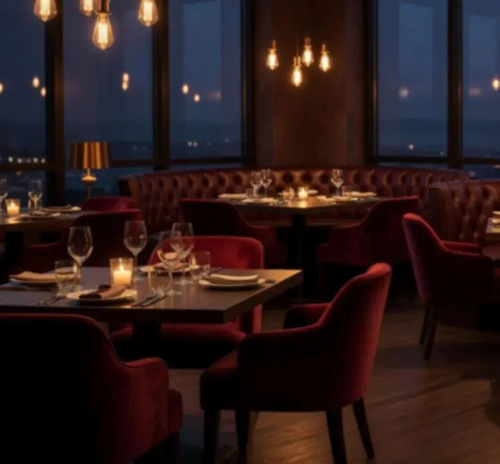 Wieczorna atmosfera w eleganckim wnętrzu restauracji Play Insight Zone