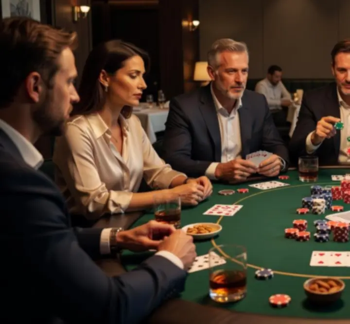 Stół pokerowy podczas wieczoru pokerowego offline w Play Insight Zone