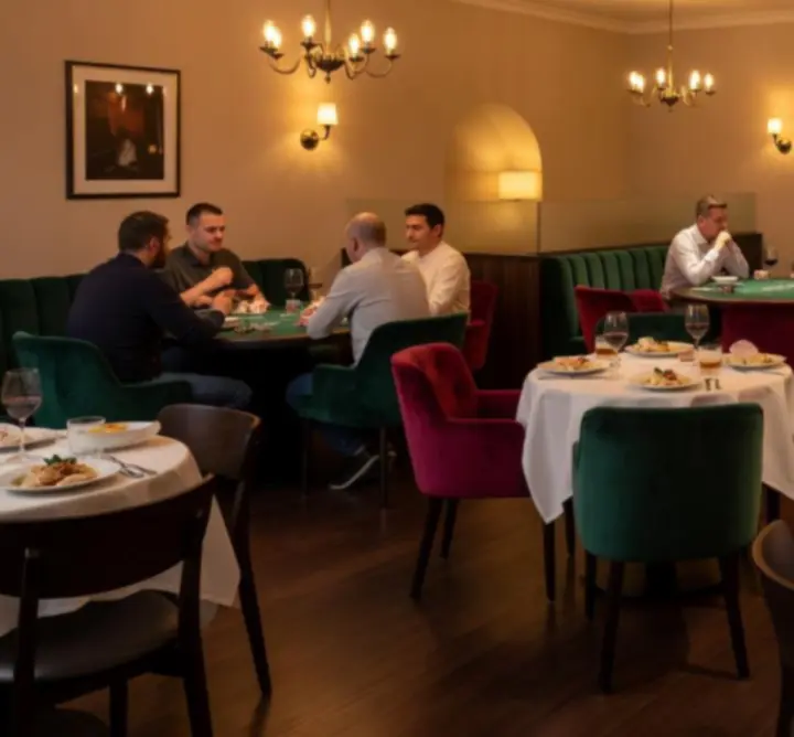 Atmosferyczne wnętrze restauracji z pokerem offline w Play Insight Zone